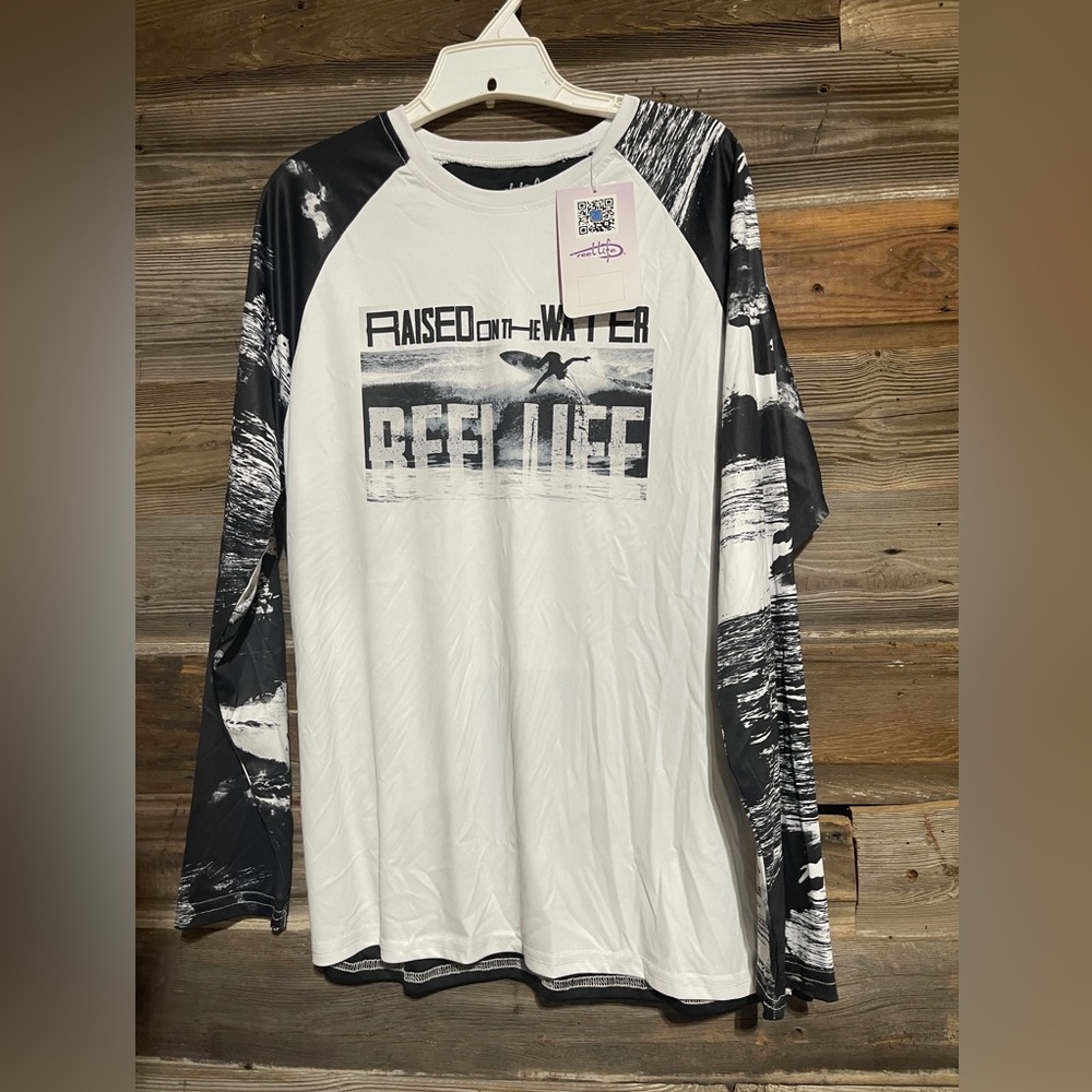 Reel life Long Printed Sleeve Water Graphic T-Shirt med (rash-guard)